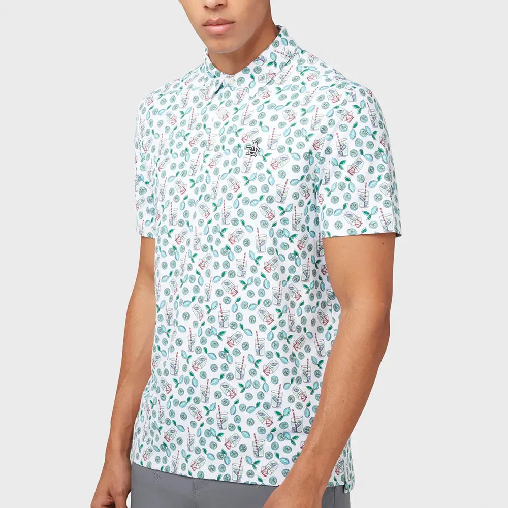 Original Penguin Mens Lemonade Print Golf Shirt Polo - BRIGHT WHITE