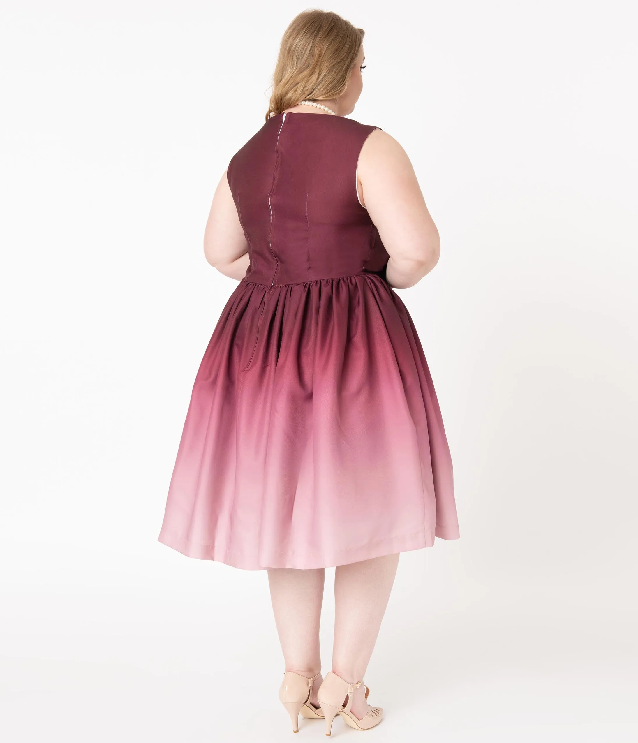 Plus Size Burgundy Ombre Audrey Swing Dress