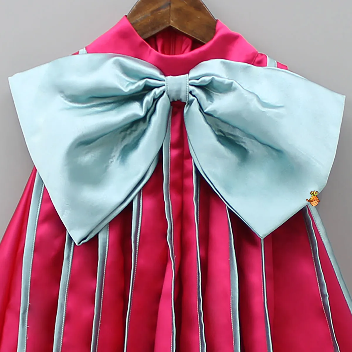 Pre Order: Charming Pink And Green Stylish Pleated Dress