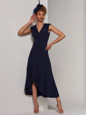 Preslie Wrap Frill Hem Maxi Dress, Navy