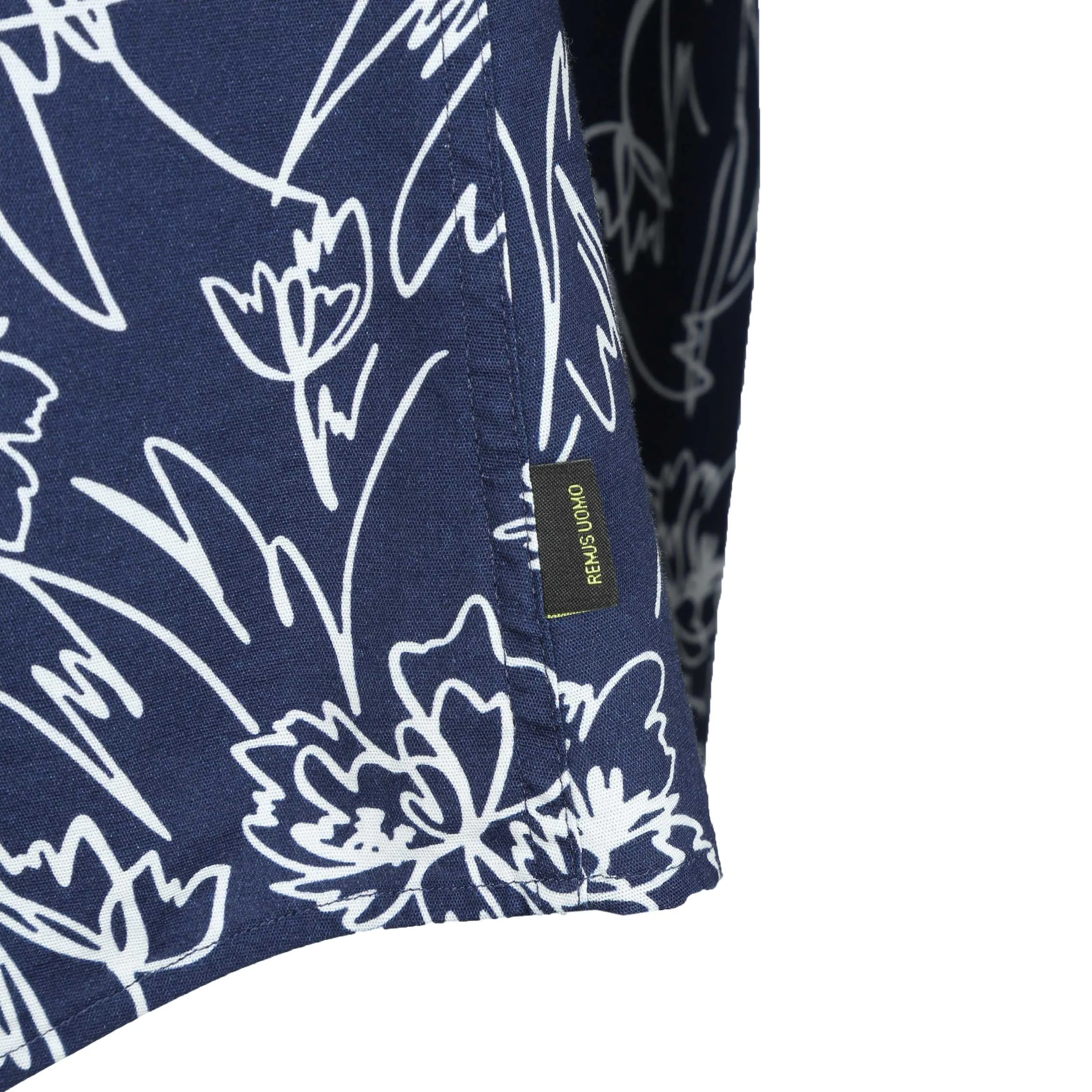 Remus Uomo Floral Squiggle SS Shirt in Navy