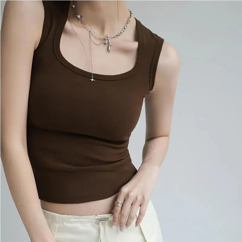 Slim O-neck Sleeveless Double Nylon Short Sleeve Tee