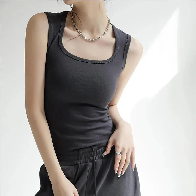 Slim O-neck Sleeveless Double Nylon Short Sleeve Tee