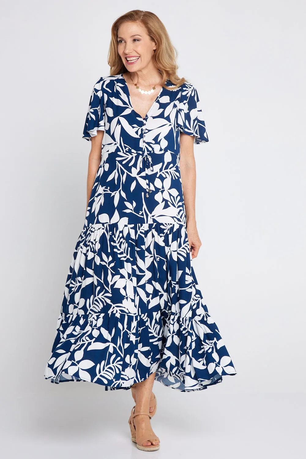 Soraya Dress - Navy Botanical