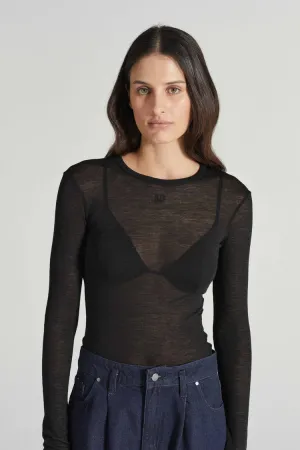 THE FWF SHEER LONGSLEEVE TOP BLACK