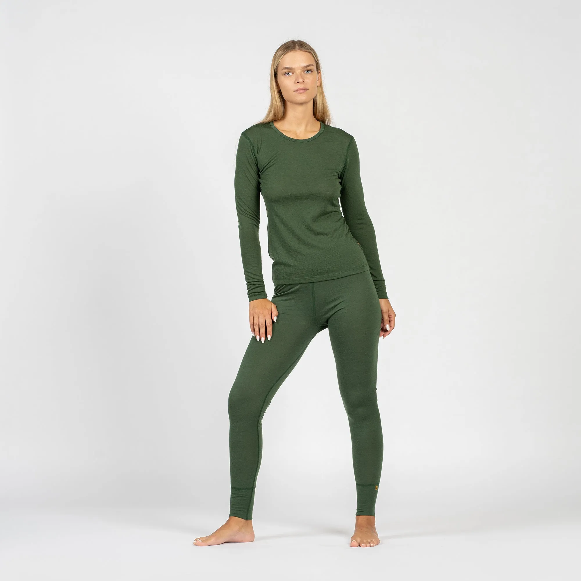 Women's 160 Long Sleeve & Bottoms 2-Piece Dark Green